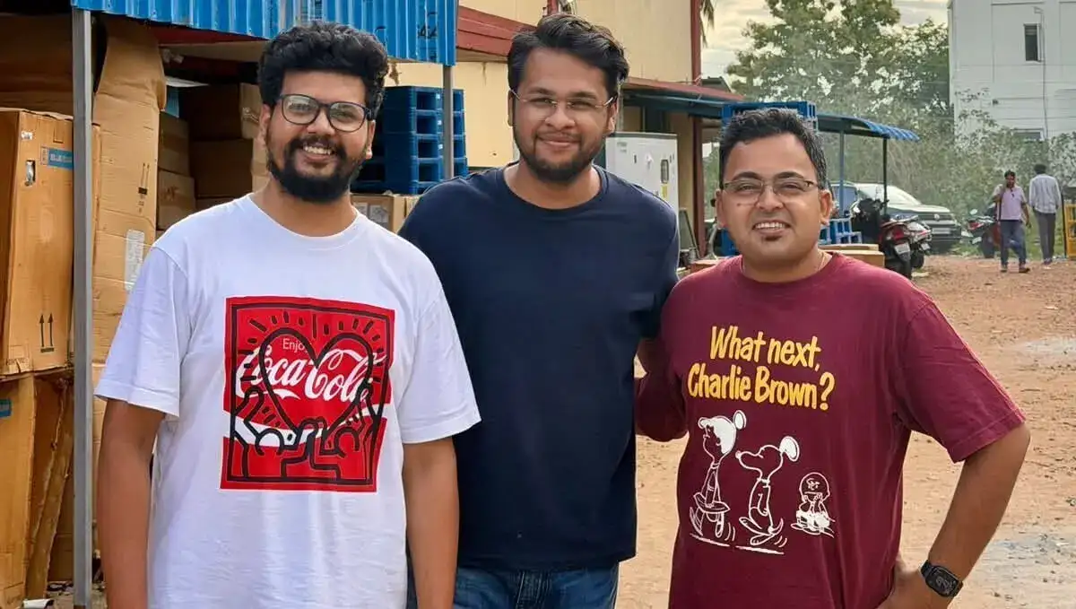 BazaarNow cofounders Priyanshu Jain, Arjun Harish and Tarithmay Mandal.